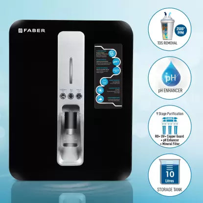 Faber FWP Neutron PRO (RO+UV+COPPER GUARD+PH ENHANCER+MINERAL FILTER) 10 L RO + UV Water Purifier  (Black) Faber FWP Neutron PRO (RO+UV+COPPER GUARD+PH ENHANCER+MINERAL FILTER) 10 L RO + UV Water Purifier  (Black)
